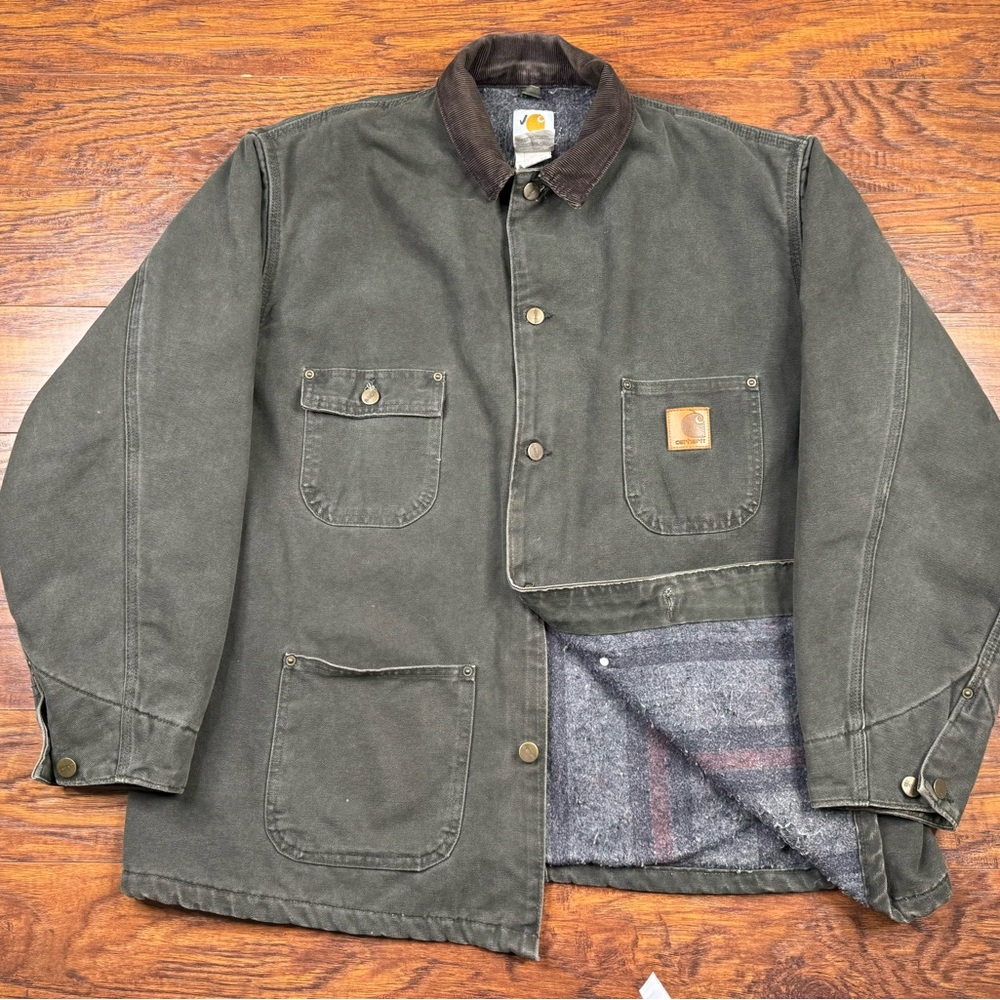 vintage 90s CARHARTT CO2-MOS Blanket Lined Chore Coat Jacket XL MADE IN USA